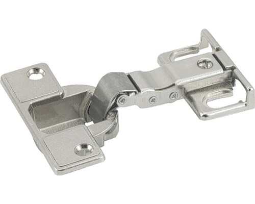 Metallisches Möbel-Scharnier mit zwei Montageplatten und verstellbarem Gelenk