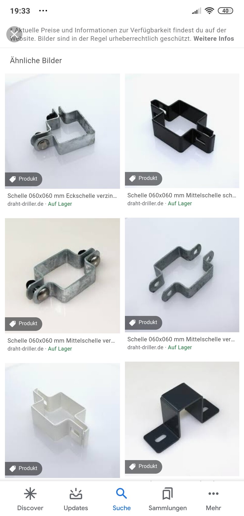 Mehrere verzinkte Metall-Schellen in unterschiedlicher Form auf weißem Hintergrund.