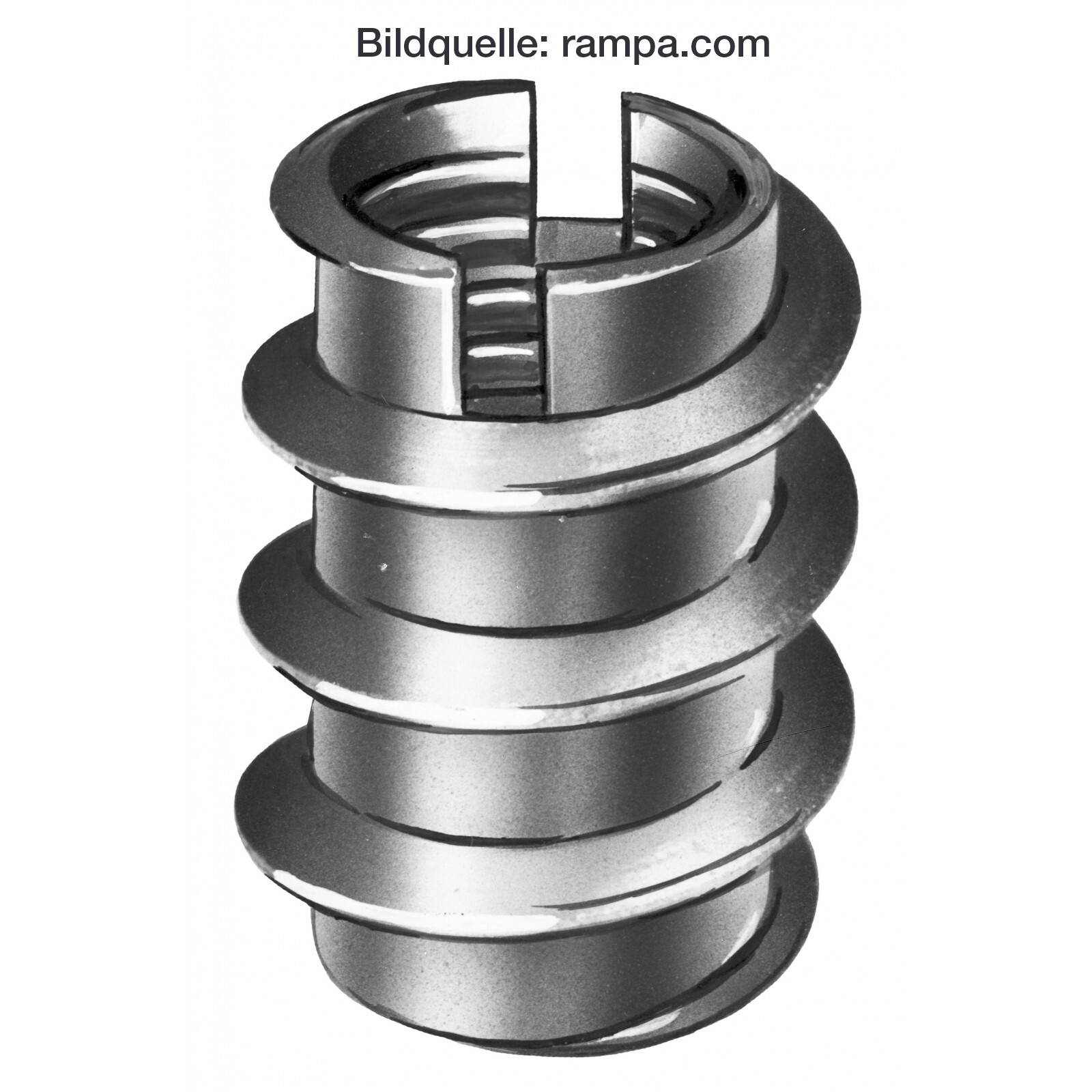 Metallzylinder mit spiralförmigen Rillen, technisches Bauteil
