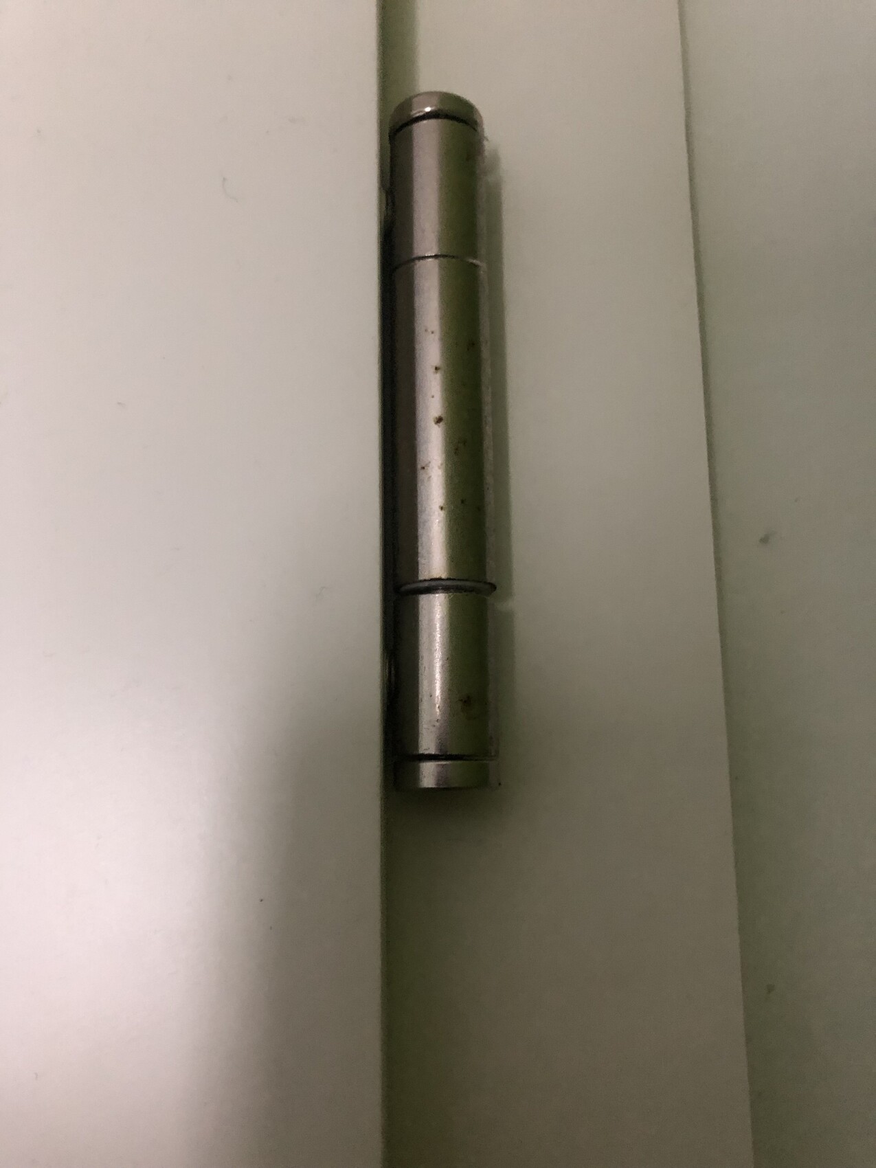 Langer silberner Metallstift mit Segmenten liegt an heller Oberfläche.