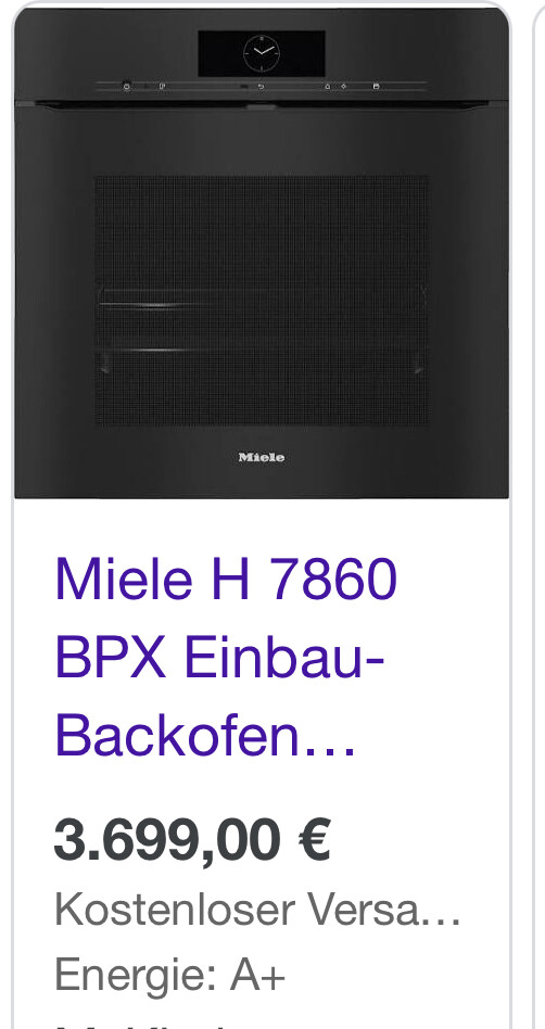 Miele H 7860 BPX Einbau-Backofen, schwarze Front mit Glastür