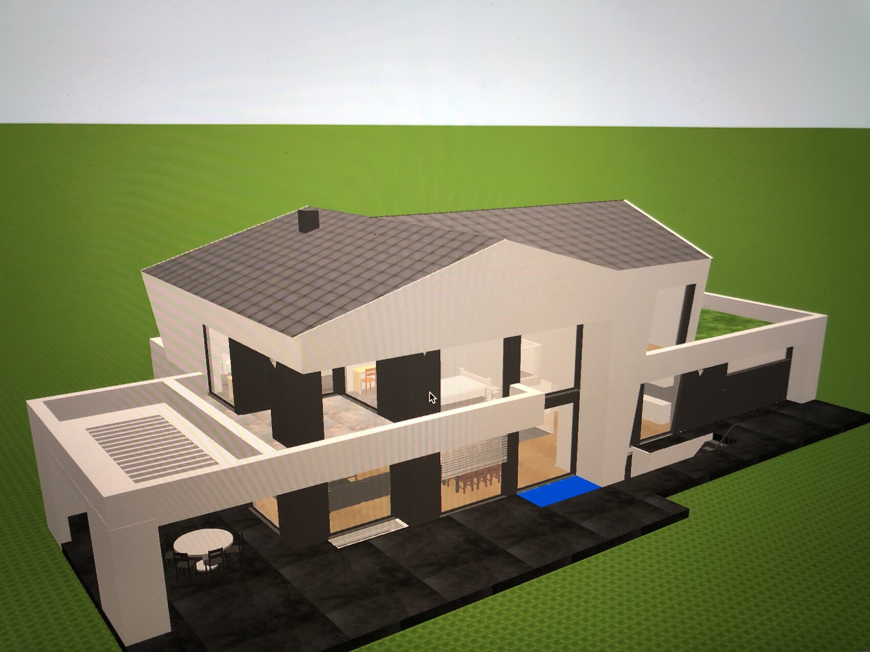 3D-Architekturmodell eines modernen Hauses von außen