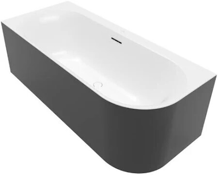 Moderne Badewanne mit grauer Außenwand und weißer Innenwanne, rechteckiges Design