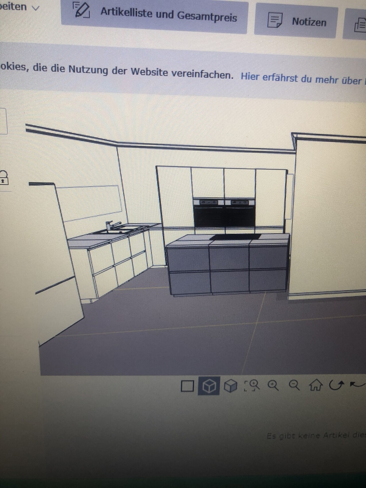 Moderne Küche mit Insel, Unterschränken, Oberschränken und eingebautem Backofen.