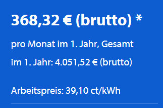 Preisübersicht: Brutto-Monatsbetrag 368,32 € und Jahresgesamt 4.051,52 €