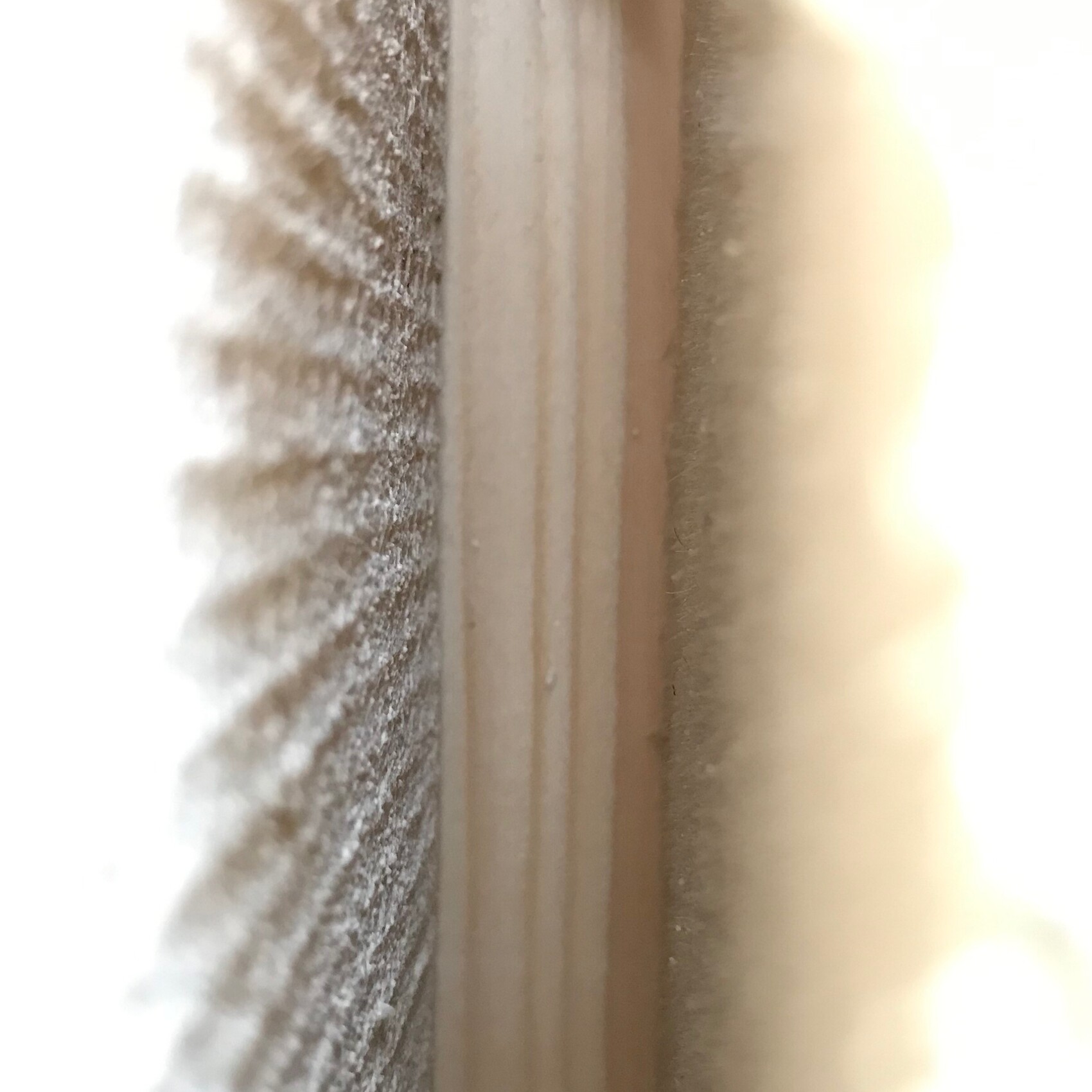 Nahaufnahme eines hellen Holztürrahmens neben einer Wand, seitliche Perspektive.