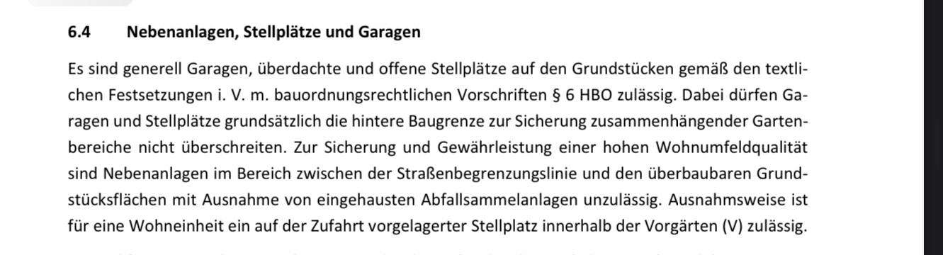 Seitenabschnitt 6.4: Nebenanlagen, Stellplätze und Garagen – Bauvorschriften