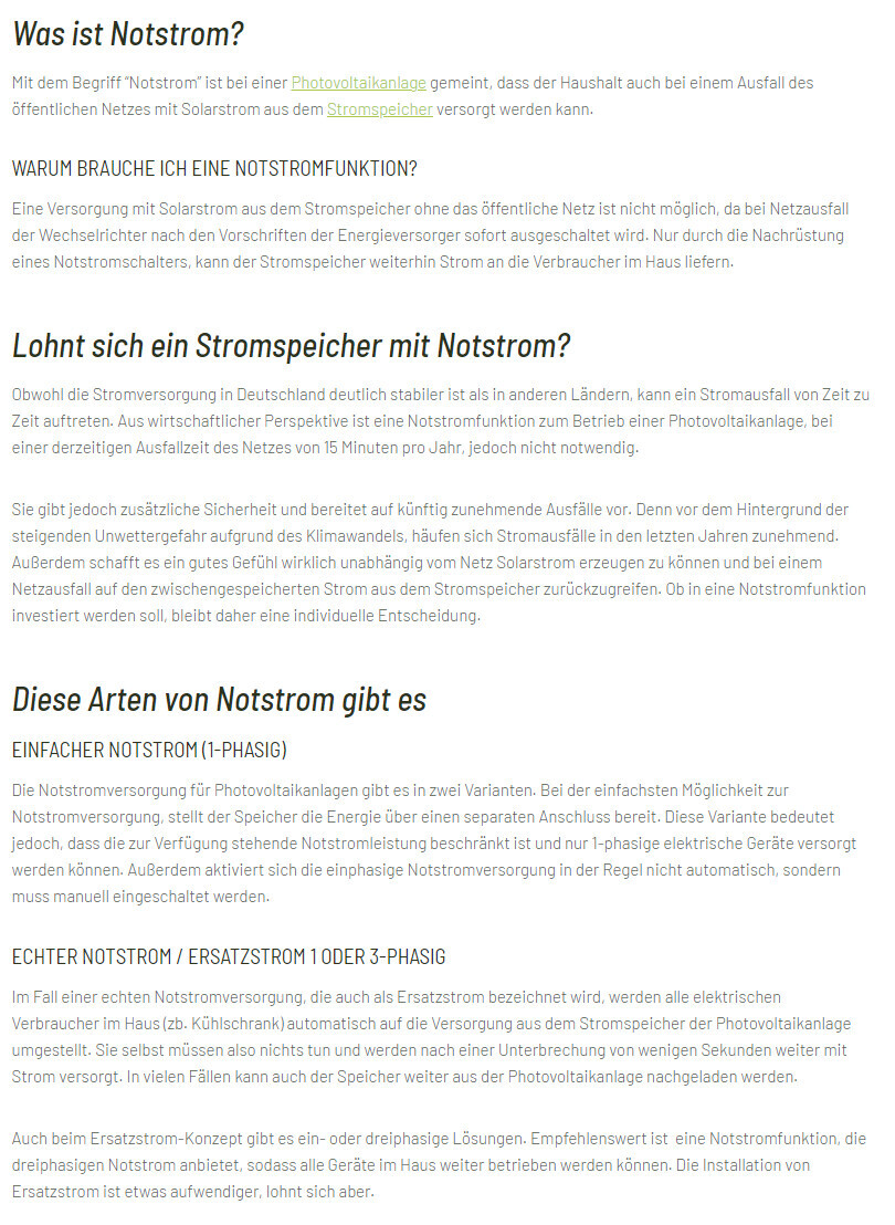 Webseite erklärt Notstromversorgung: Bedeutung, Funktionen, Typen und Nutzen.