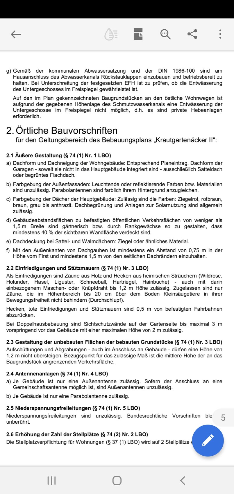 Abschnitt 2: Örtliche Bauvorschriften für den Geltungsbereich des Bebauungsplans Krautgartenäcker II.