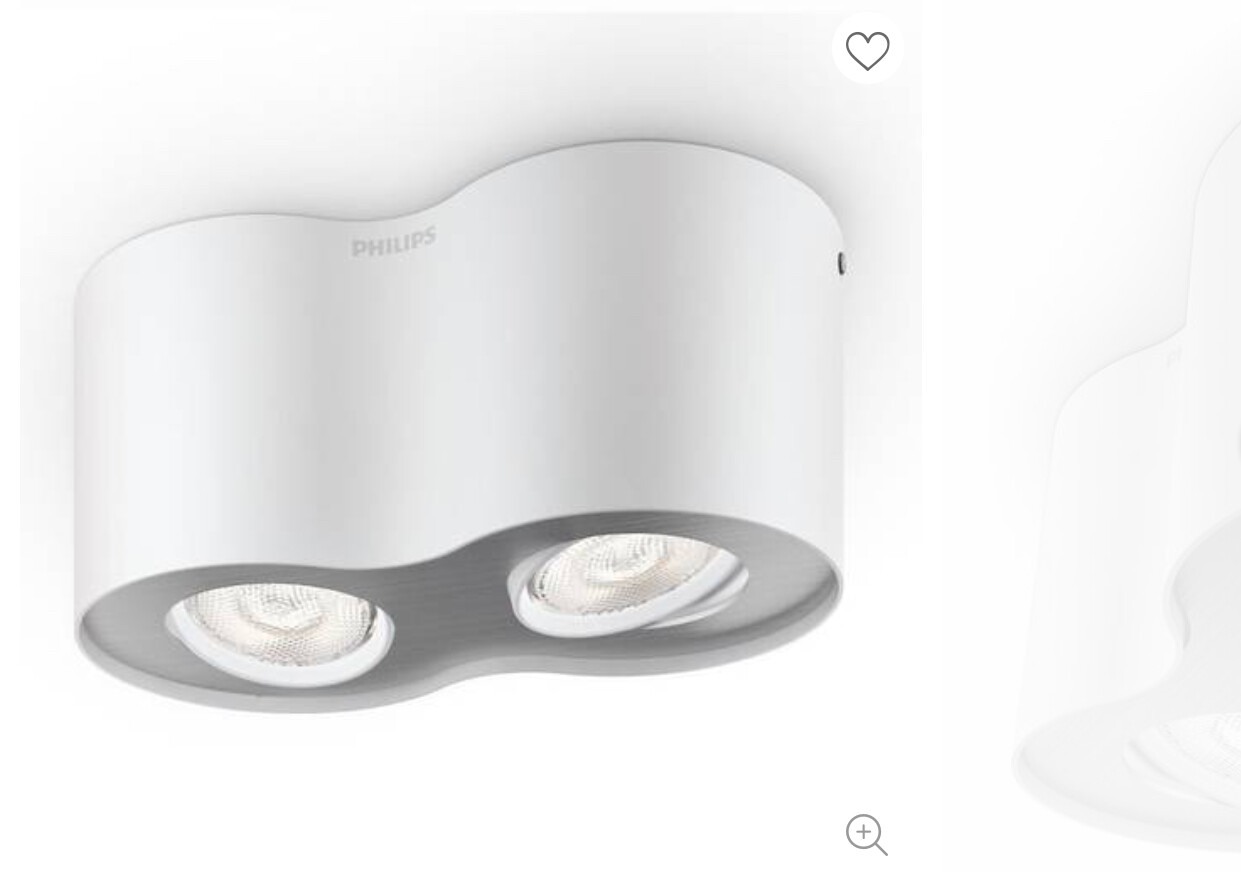 Weiße Deckenlampe mit zwei integrierten Spots, PHILIPS.