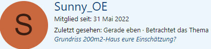 Profilkopf eines Nutzers mit orangefarbenem Avatar und hellblauem Banner im Profil.
