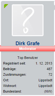 Profilkarte eines Moderators mit Fragezeichen-Symbol