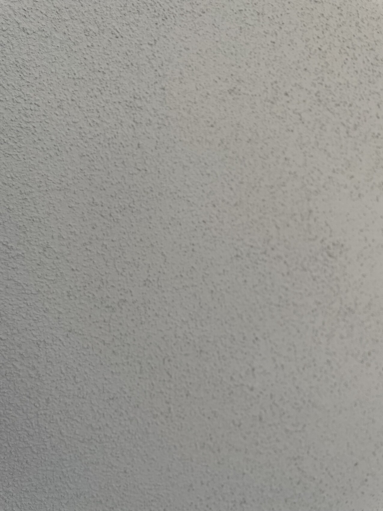 Nahaufnahme einer rauen, hellgrauen Putzwand mit unregelmäßiger Struktur.