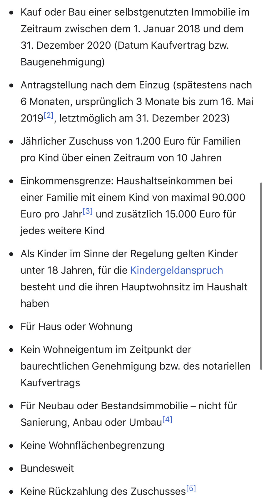 Förderkriterien für Kauf/Bau einer selbstgenutzten Immobilie, Antrag nach Einzug, Zuschüsse pro Kind.