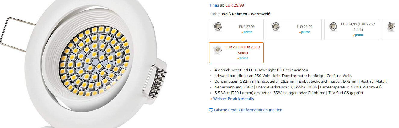 Runde weiße LED-Deckenlampe mit vielen kleinen LEDs im Inneren