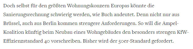 Deutscher Text über Sanierungskosten, Berlin/Brüssel, Ampelkoalition und KfW-Standard 40.