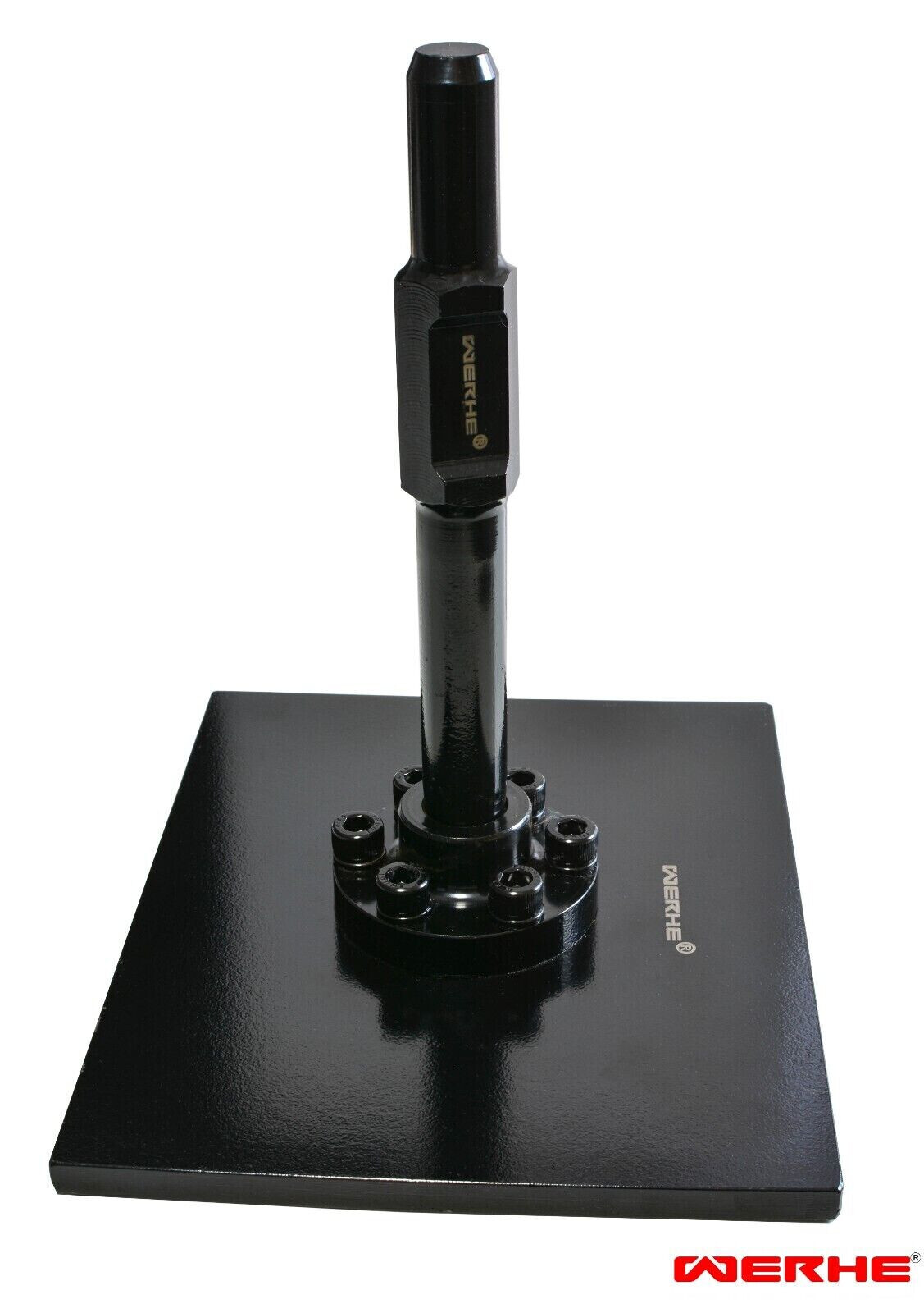 Schwarzer industrieller Joystick auf quadratischer Basis mit Markenlogo Werhe.