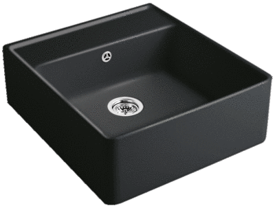 Schwarzes quadratisches Einbau-Waschbecken mit Abfluss, modernes Sanitär-Design