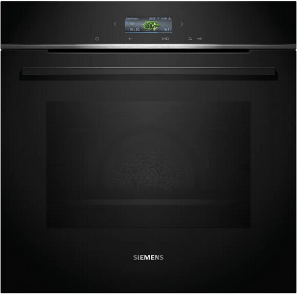 Siemens Einbau-Backofen mit schwarzer Front und Display oben