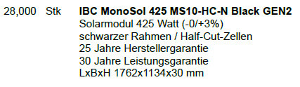 Solarmodul IBC MonoSol 425 MS10-HC-N mit schwarzem Rahmen und Half-Cut-Zellen