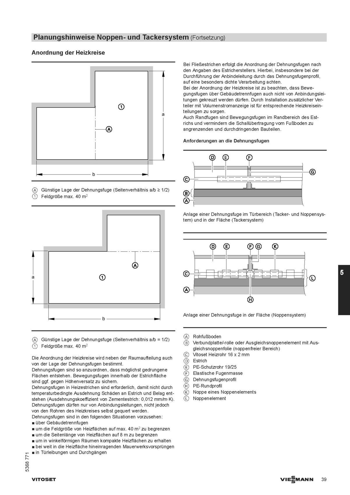 Technische Zeichnungen zu Noppen- und Tackersystem: Heizkreis-Anordnung und Layout