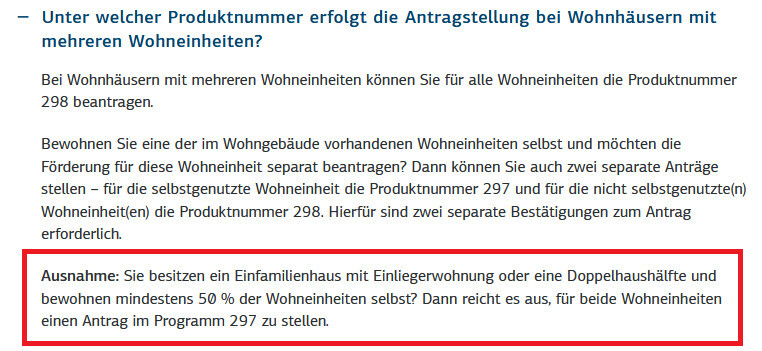 Dokument mit Regeln zu Produktnummern bei Wohnhäusern, hervorgehobene Ausnahme.