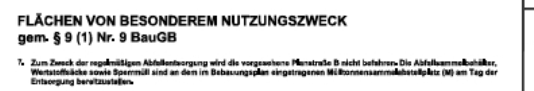 Nahaufnahme eines Textdokuments mit Überschrift Flächen von besonderem Nutzungszweck