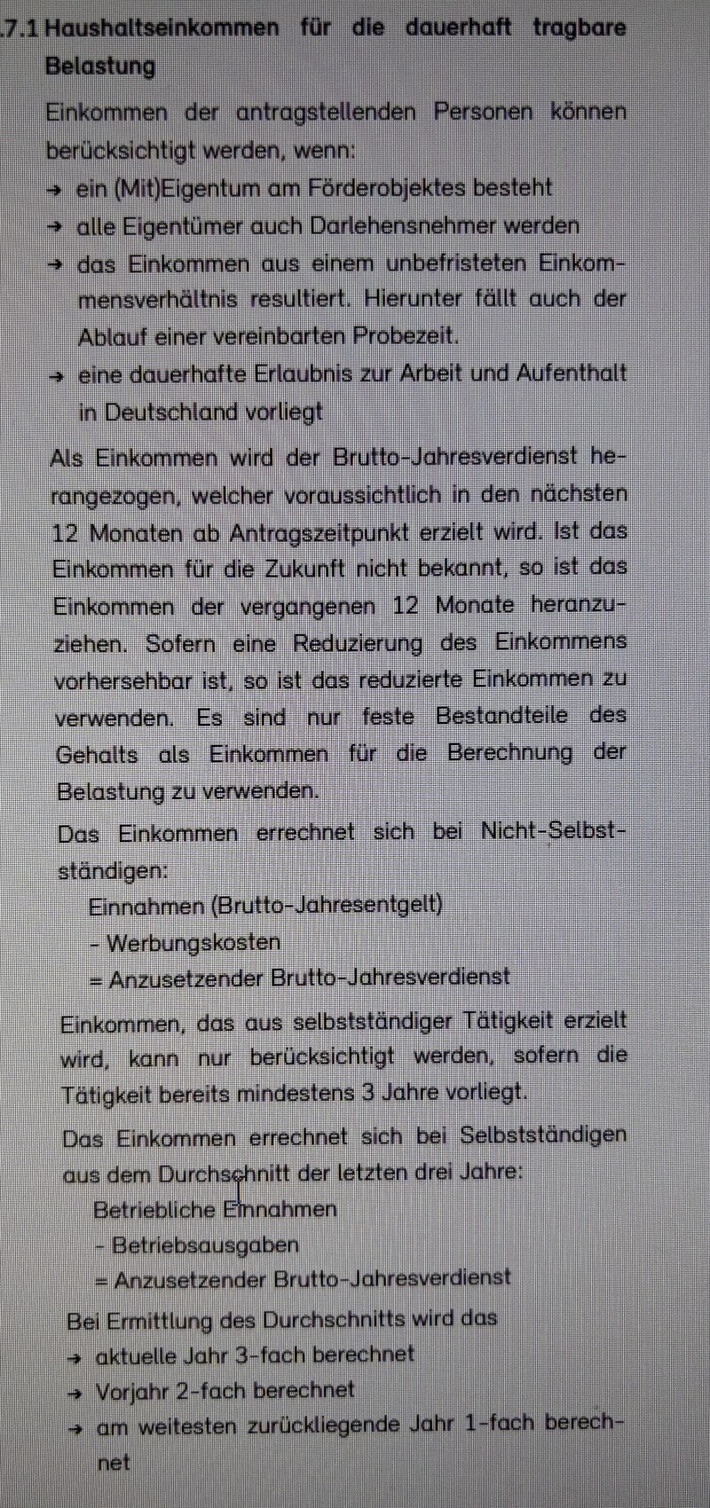 Abschnitt zu Haushaltseinkommen Kriterien zur Belastungsberechnung (Eigentum/Aufenthalt)