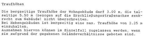 Textdokument erläutert Traufhöhe von Wohngebäuden und Höhengrenzen