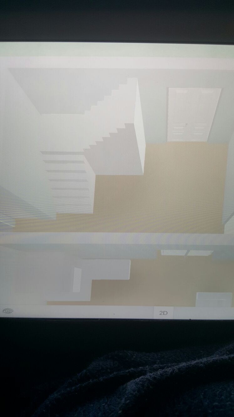 Weiße 3D-Treppe im Innenbereich mit Tür im Hintergrund, Innenraummodell