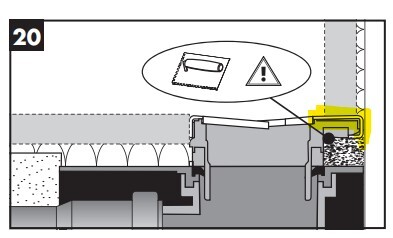 Detail-Schnitt einer Türschwelle mit Abdichtung und Dämmung