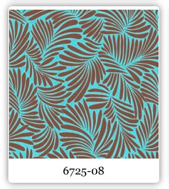 Textiles Muster mit braunen Blättern auf türkisem Hintergrund.