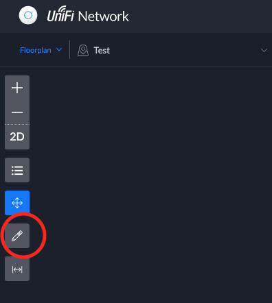 2D-Grundrissplan-Editor von Unifi Network mit linkem Werkzeugmenü