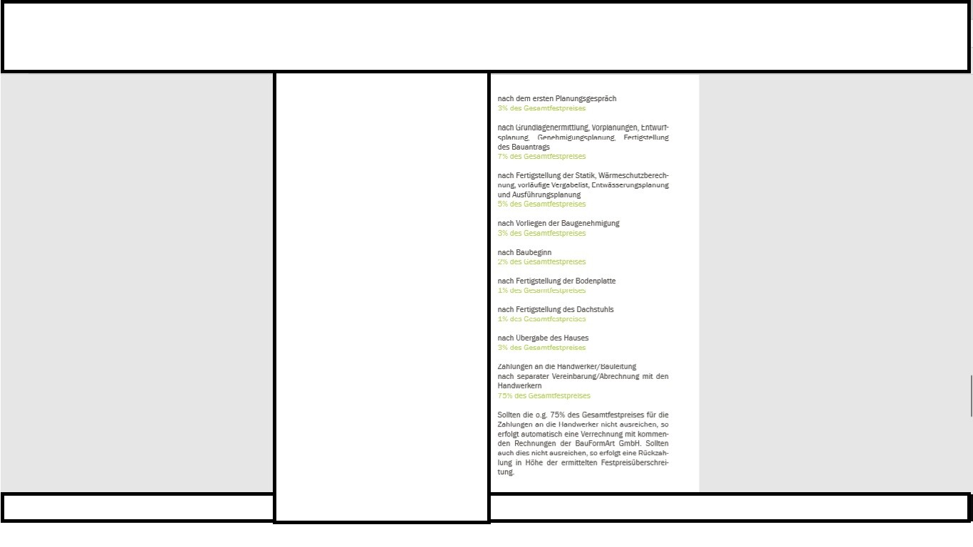 Webseiten-Layout mit Kopfzeile, grauen Seitenrändern und zentraler Bauphasenliste.