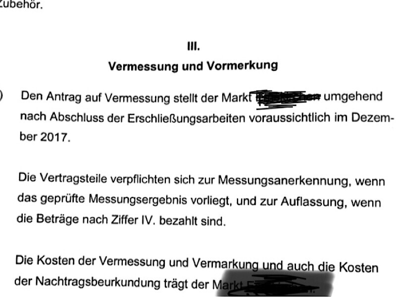Scan einer Seite mit Überschrift Vermessung und Vormerkung, Fließtext.