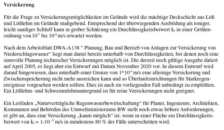 Seitenansicht eines Textdokuments mit Überschrift Versicherung und Fließtext