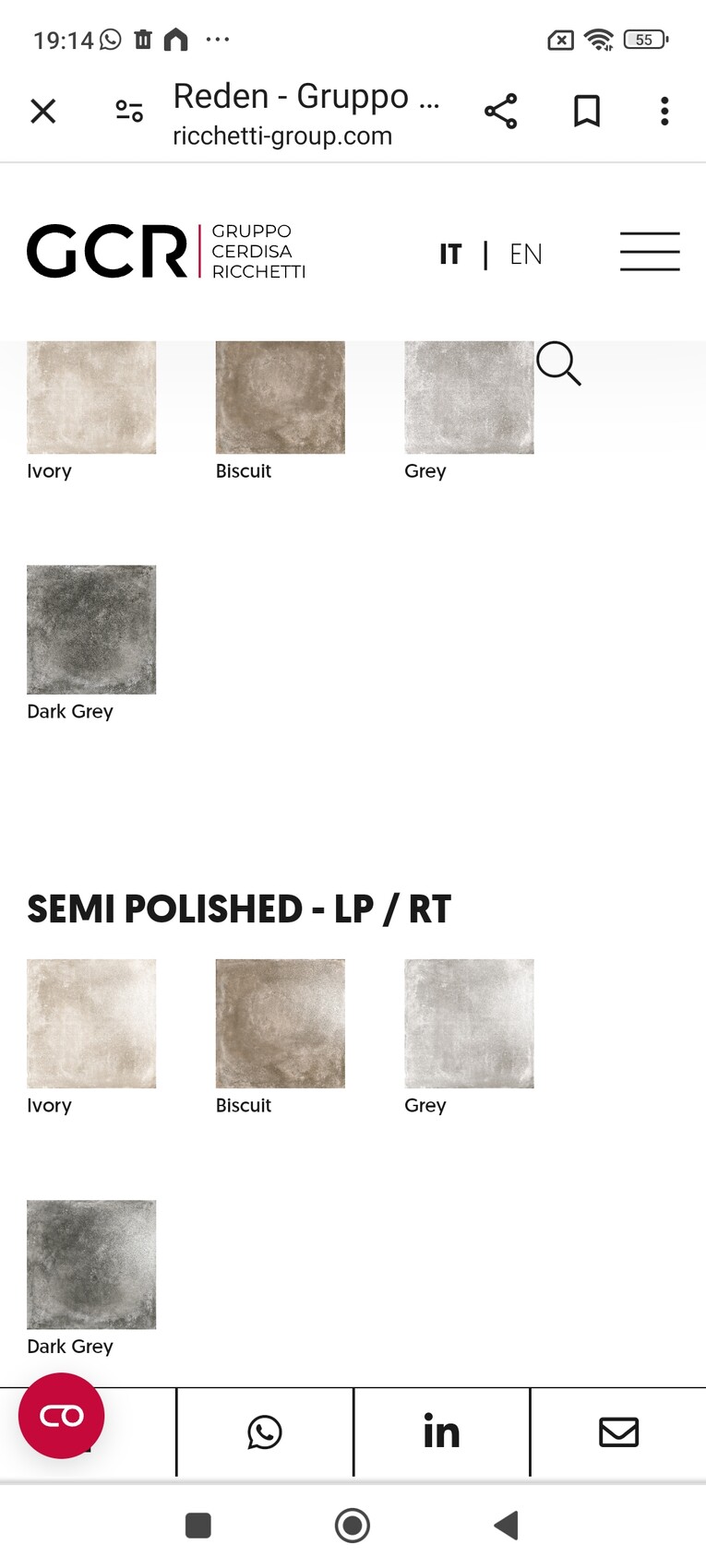 Farbmuster-Sammlung mit Ivory, Biscuit, Grey und Dark Grey von GCR