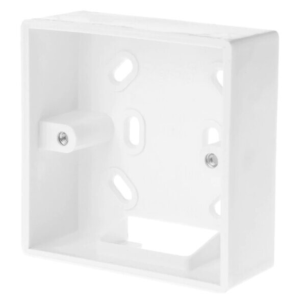 Weiße Kunststoff-Unterputz-Backbox mit Befestigungsnasen, Innenansicht
