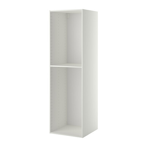 Weisser hoher Schrank als offenes Regalsystem, leeres Moebelstueck