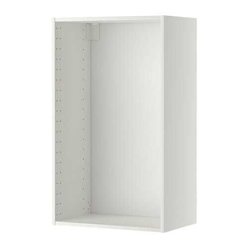 Weisser offener Wandschrank ohne Türen mit Lochbohrungen für Regalböden.