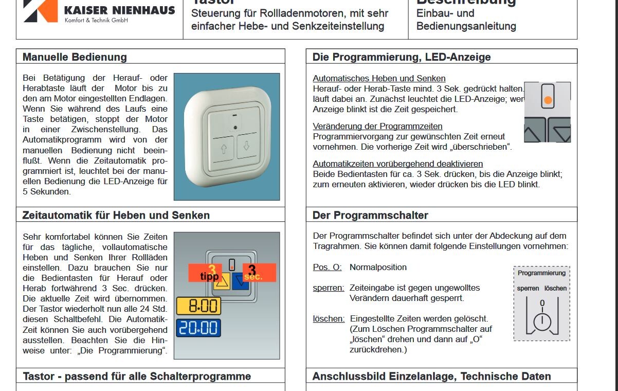 Weißer Wandtaster mit drei Tasten vor blauem Hintergrund