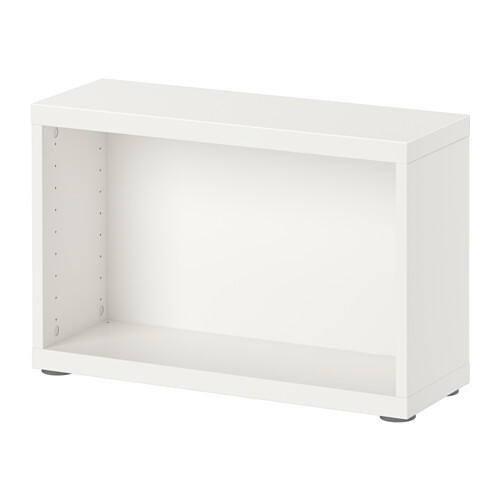 Weisses offenes Sideboard/Lowboard mit verstellbaren Einlegeboeden fuer das Wohnzimmer