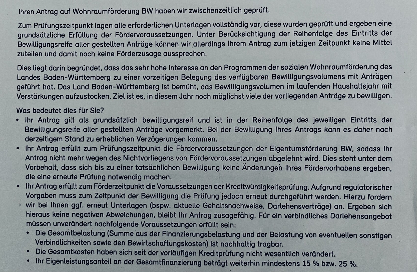 Amtliches Dokument zur Prüfung von Förderanträgen für Wohnraumförderung BW.