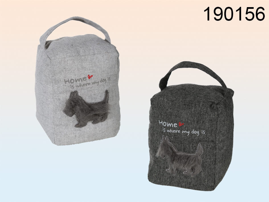 Zwei Stofftaschen mit Hundemotiv, hellgrau und dunkelgrau, 'Home is where my dog is' und rotes Herz