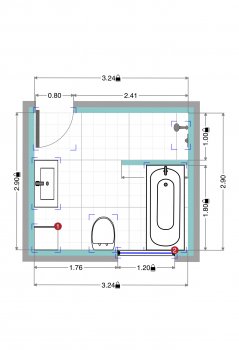 Grundrissplanung eines 9qm Badezimmers
